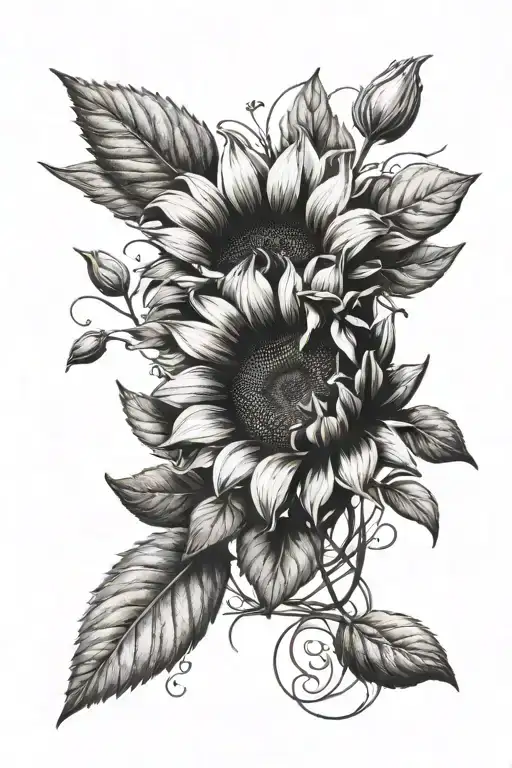 A Sunflower And Tulip Intertwined With A Trail Of Pennies Leading Towards A Blooming Garden