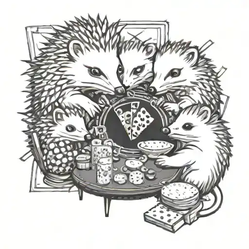 A Futuristic Anime-inspired Casino Scene With Hedgehogs Playing Poker