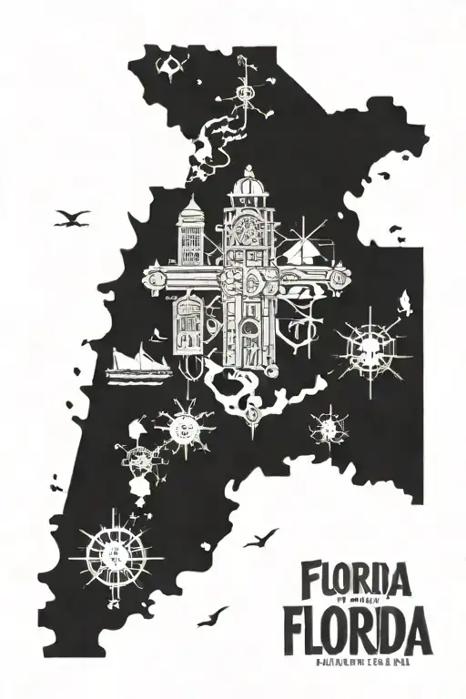 A Detailed Map Of Florida With A Small Icon Representing Your Hometown Marked On It