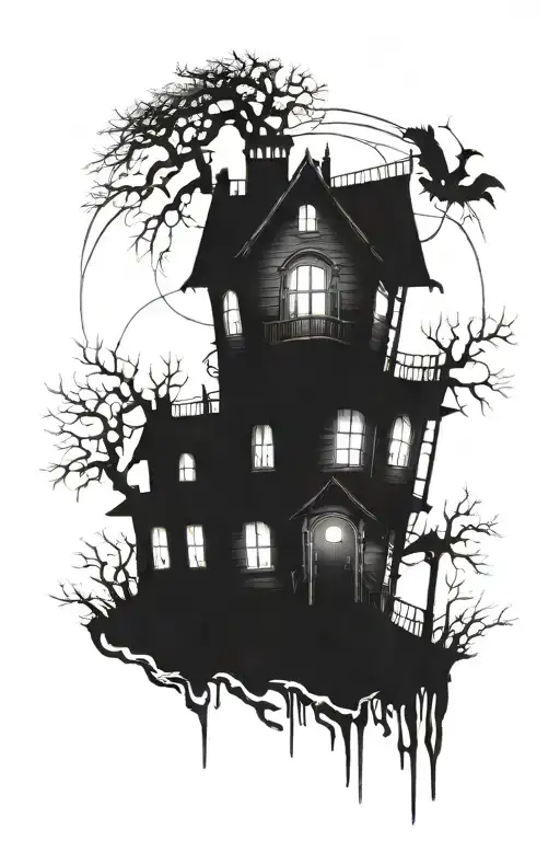 Scary Haunted House In The Style Of Scary Stories To Tell In The Dark