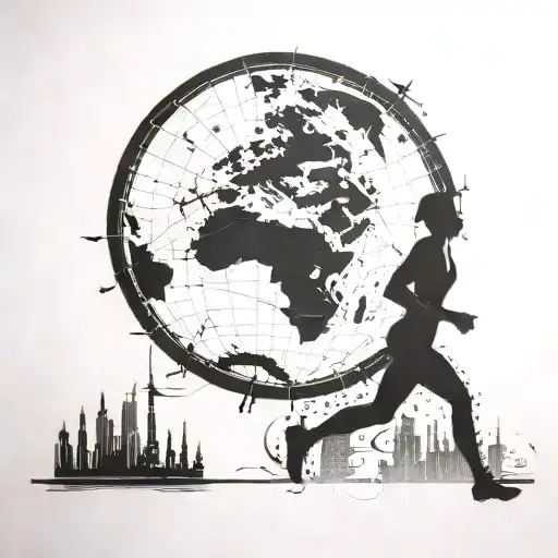 A Silhouette Of A Runner With A World Map Incorporated Into The Background
