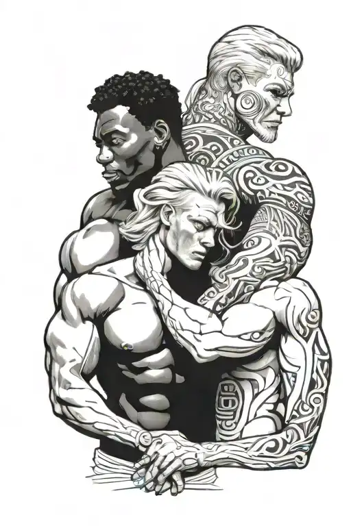 African Male With Large Muscles Take In His Arms A Skinny White Blond Female
