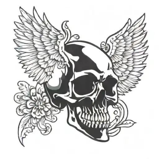 Isometric View Of A Skull With Wings On Its Head