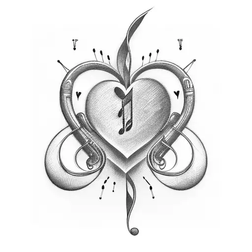 Love Heart With Music Lines Wrapped Around With With Music Notes