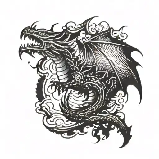 A Dragon Soaring Through A Stormy Sky