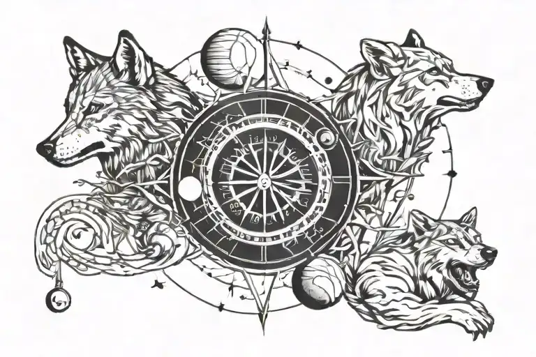 Wolf Planets Compass Intertwined