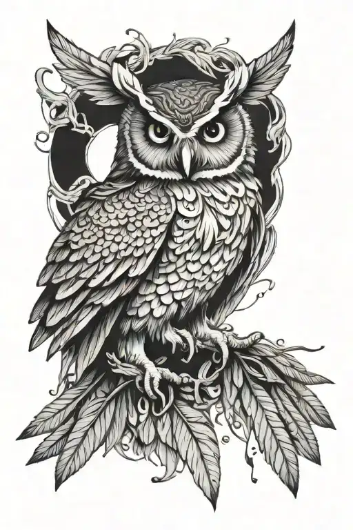 Owl Flying Full Wing Span