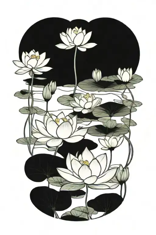 Lotus Flower Pond With Frogs