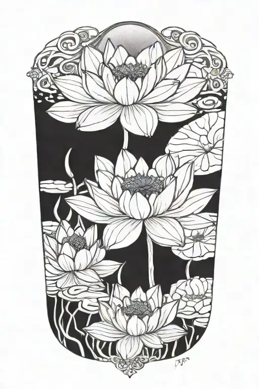 Lotus Flower Pond With Solar Eclipse