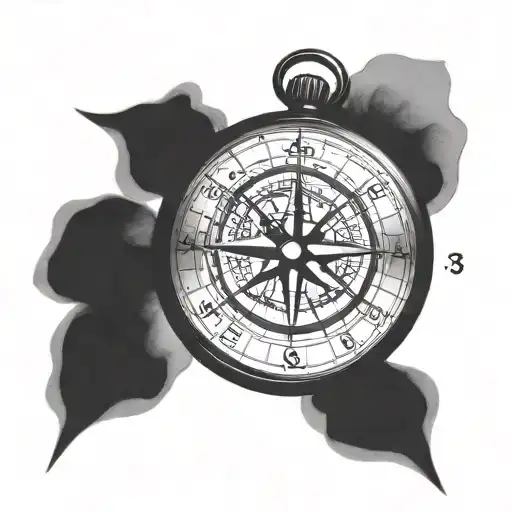 Compass Tattoo With Numbers 1 2 3 4 In Place On N S E W