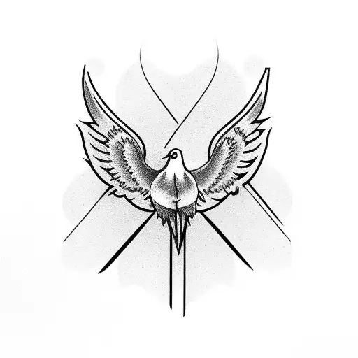 White Dove With Roses And Rip Banner