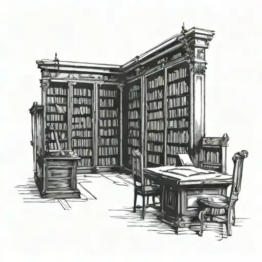 A Dark And Mysterious Library With Shadowy Figures Lurking Between The Shelves