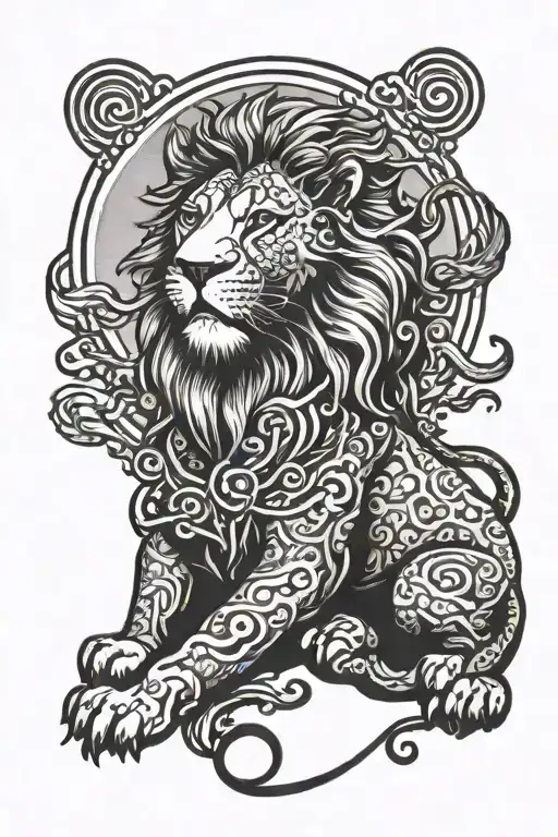 A Lion Practicing Tai Qi In A Serene Setting Sun Setting