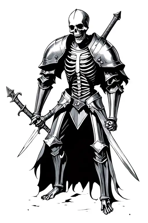 Skeleton In Knights Armour Holding A Sword
