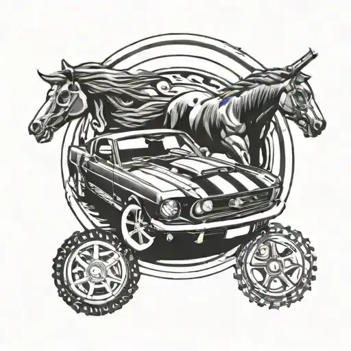 Incorporate A Realistic Blackwork Tire Tread Pattern Into A Mustang Emblem