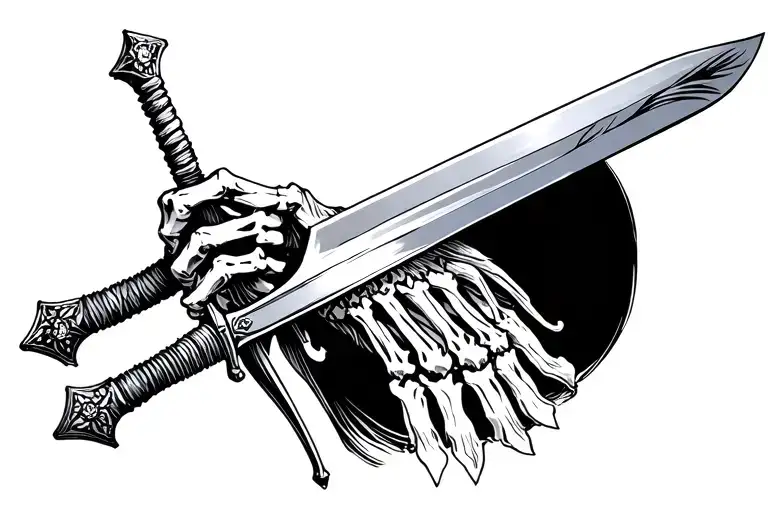 Skeleton Arm Holding Out A Gladius Sword