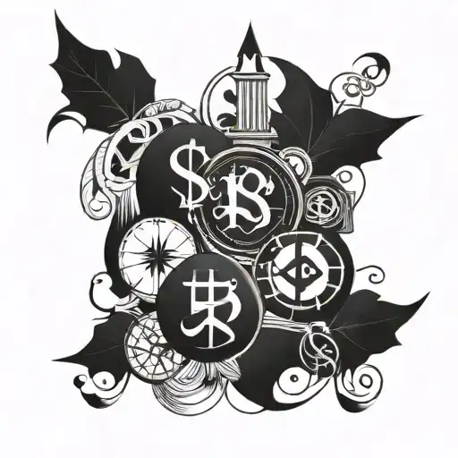 Incorporate Money Symbols Into A Sleek And Modern Blackwork Design
