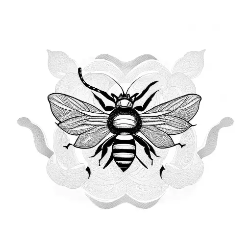 Snake And Flowers And A Bee