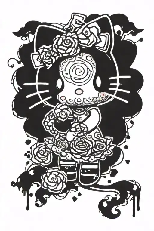 Cute Girly Tattoo With Hello Kitty