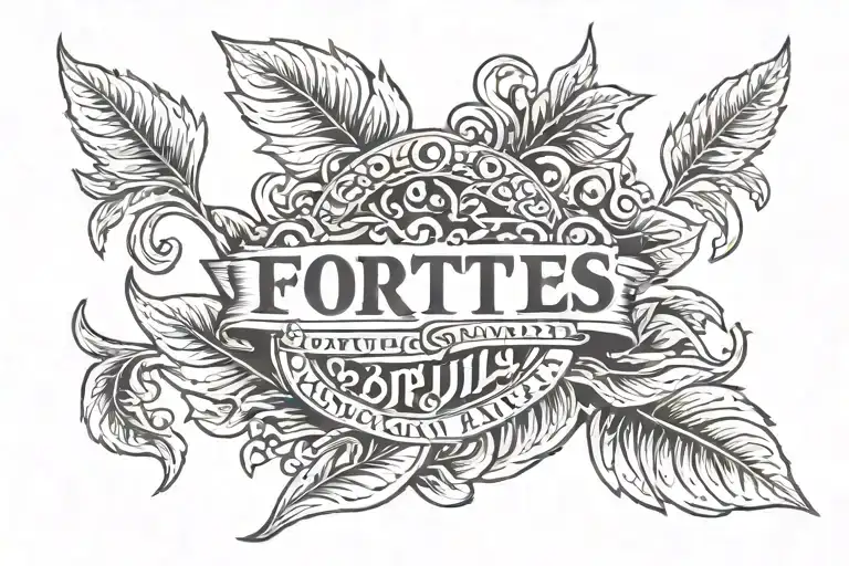 Fortes Fortuna Adiuvat Lettering With Laurel Leaves