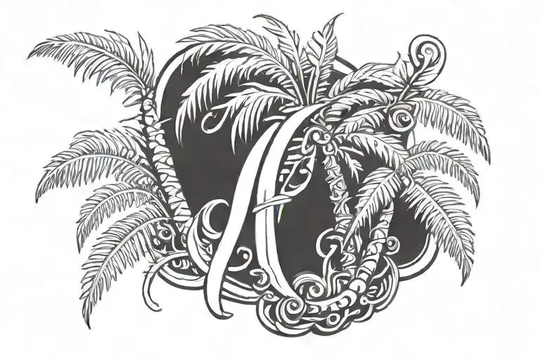 Monogram Wiggs With Palm Tree