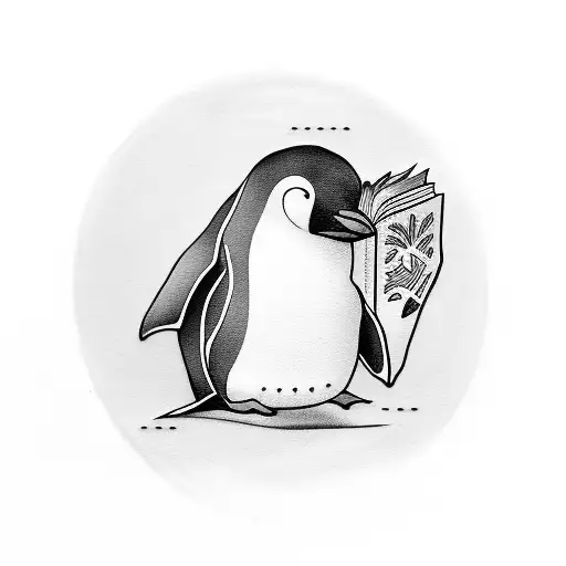 Penguin With Book