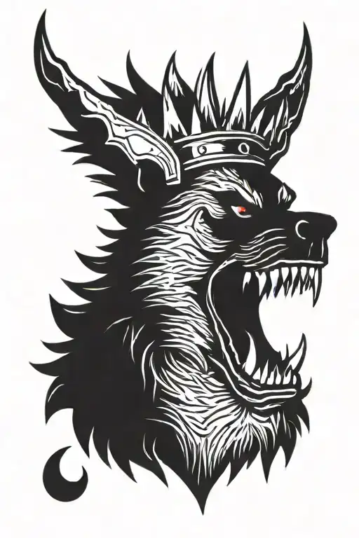 Ugly And Mad Werewolf Face With Iron And Spiky Crown