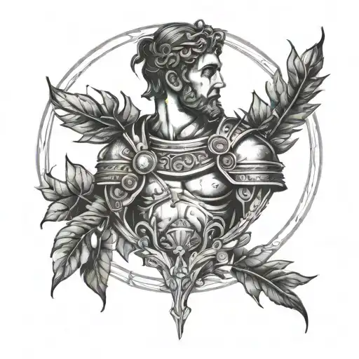 Roman Praetorian Surrounded By A Laurel Wreath