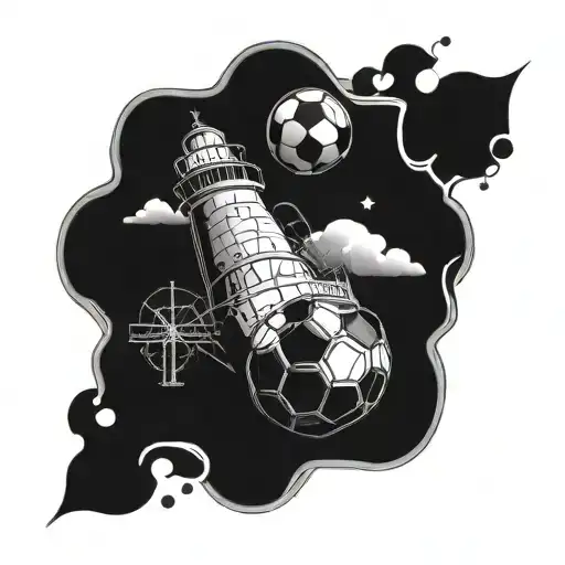 A Stylized Soccer Ball With Aveiro's Iconic Lighthouse Incorporated Into The Design