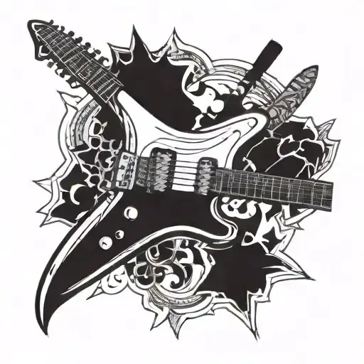 Electric Guitar And Knife