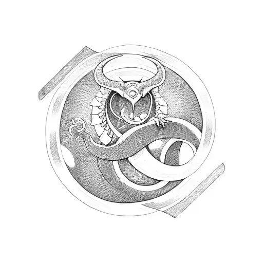 Mythical Ouroboros In A Circle