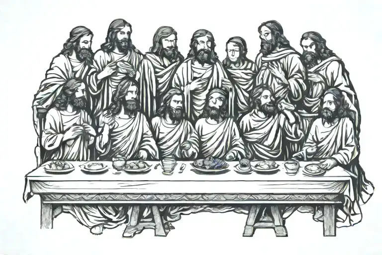 Chest Tattoo Jesus Last Supper Table But With Machine Guns