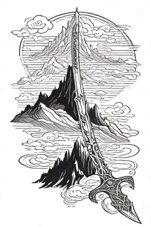 Anduril Sword With Mountains In The Background