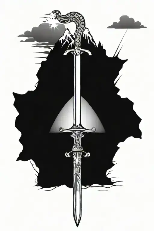Anduril Sword With Mountains In The Background