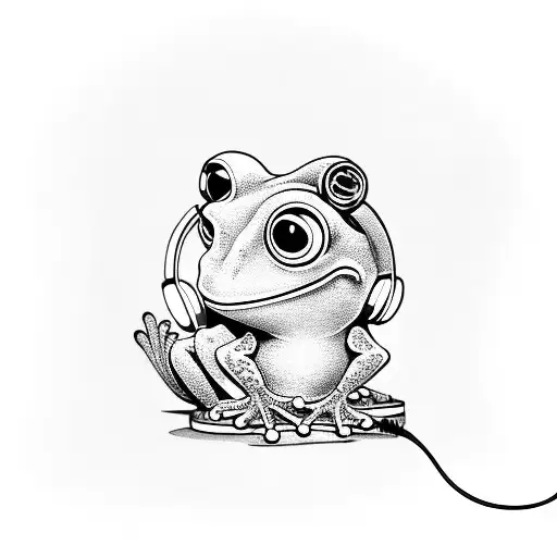 A Cute Dj Frog Wearing A Headphone