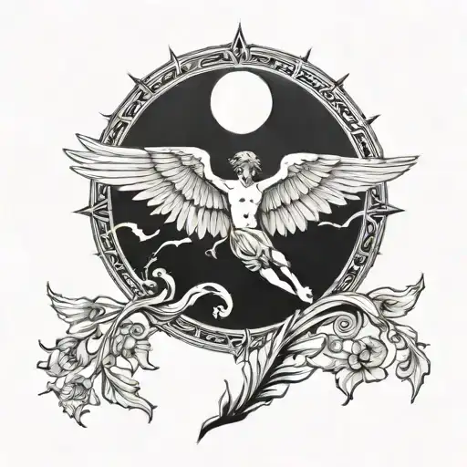 Icarus Falling With A Sun And The Quote Memento Vivere