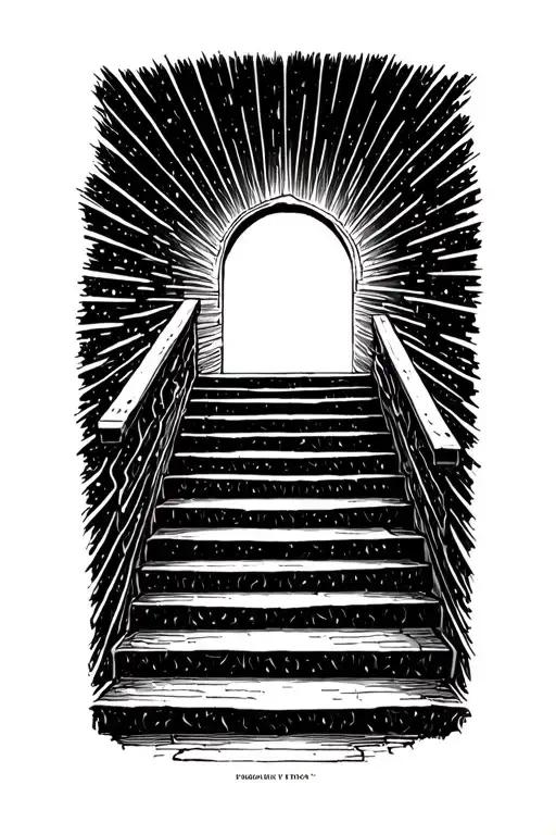Long Stairs Leadings Into A Portal Radiating Darkness