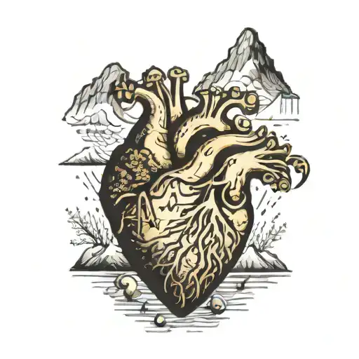 A Heart-shaped Gold Nugget With Musical Notes And Mountain Peaks Engraved On It