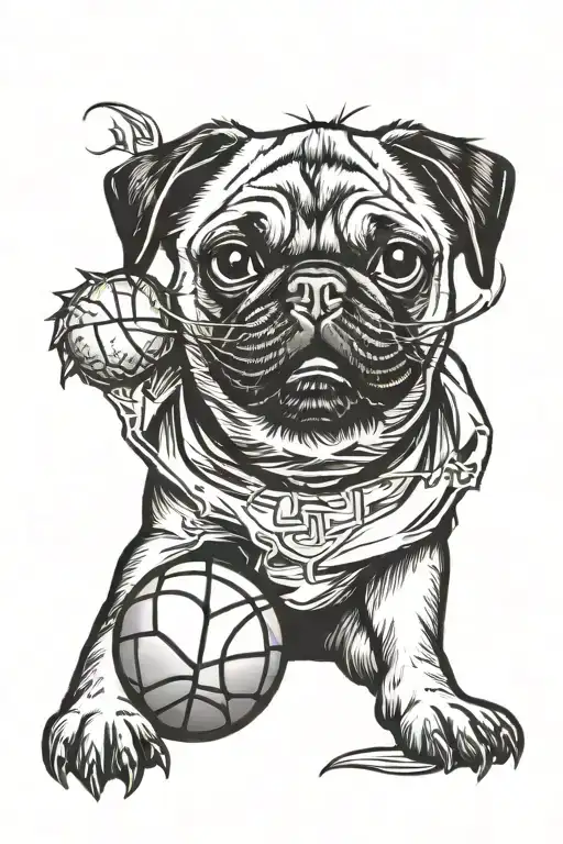 Pug Mountain Cat Paw With Basketball