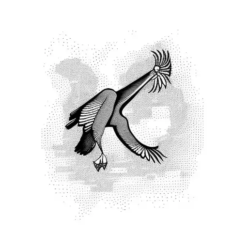 A Dotwork Design Of A Pelican Flying Over The Louisiana Bayou With Cypress Trees In The Background