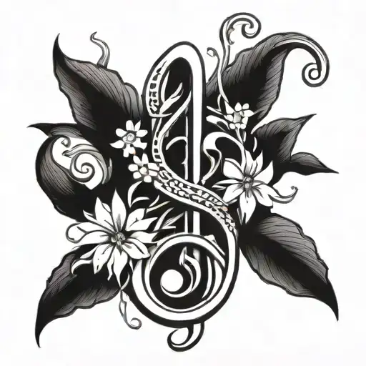 A Treble Clef Intertwined With Blooming Daisies And Lily Of The Valley