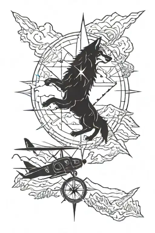 Plane Mountains Wolf Compass