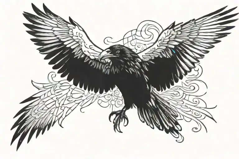 Raven With Open Wings Spread Wide