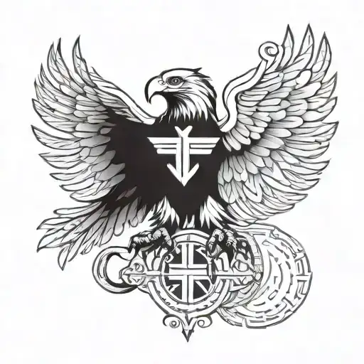 Albanian Eagle Combined With A Digital Currency Symbol