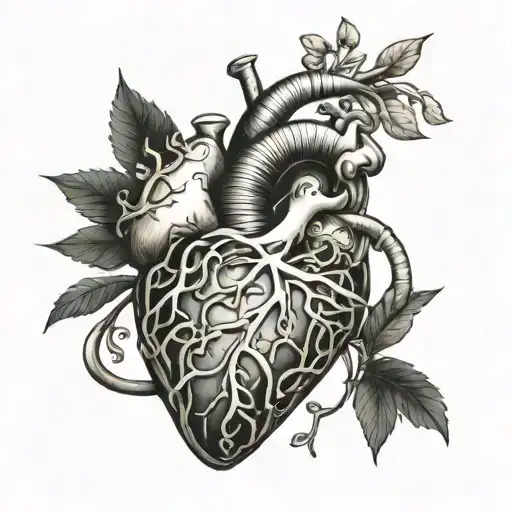 A Detailed Anatomical Heart Intertwined With A Dna Double Helix