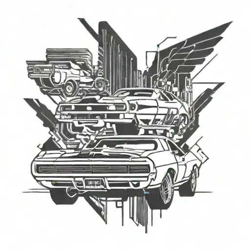 Combine A Circuit Board Design With A Muscle Car Silhouette