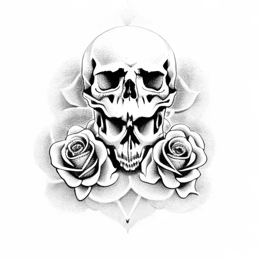 Memento Mori With Skull And Roses