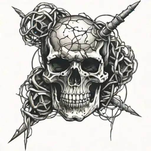 Skull With Barbed Wire