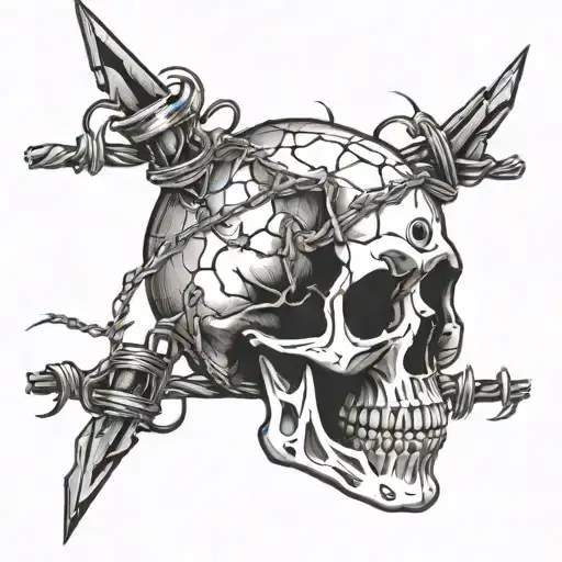Skull And Barbed Wire