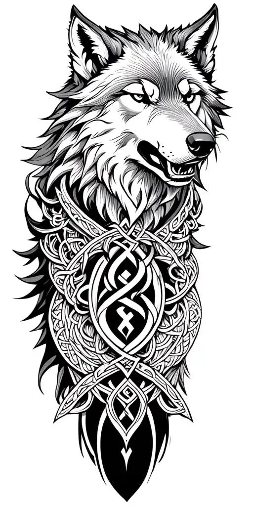 Celtic Wolf Surrounded By Armor